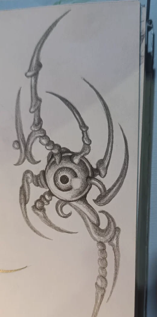 Flash de escorpión con ojo, estilo tribal